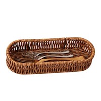 Canasta Organizadora Tejida Multiuso Ovalada Marron para Espacios Hogar Y+Papel Regalo